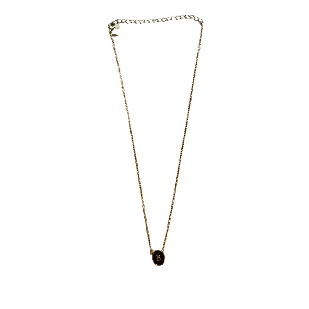 Initial Necklaceβ B Gold Tone Black Pendant Charm Delicate Chain Jewelry
